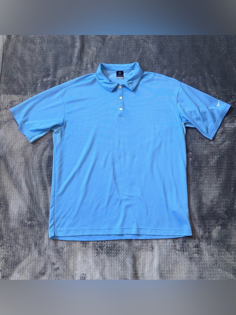 Y2K Nike Golf Sphere Dry Men's 2XL Sky Blue Solid Collared Button Polo Shirt